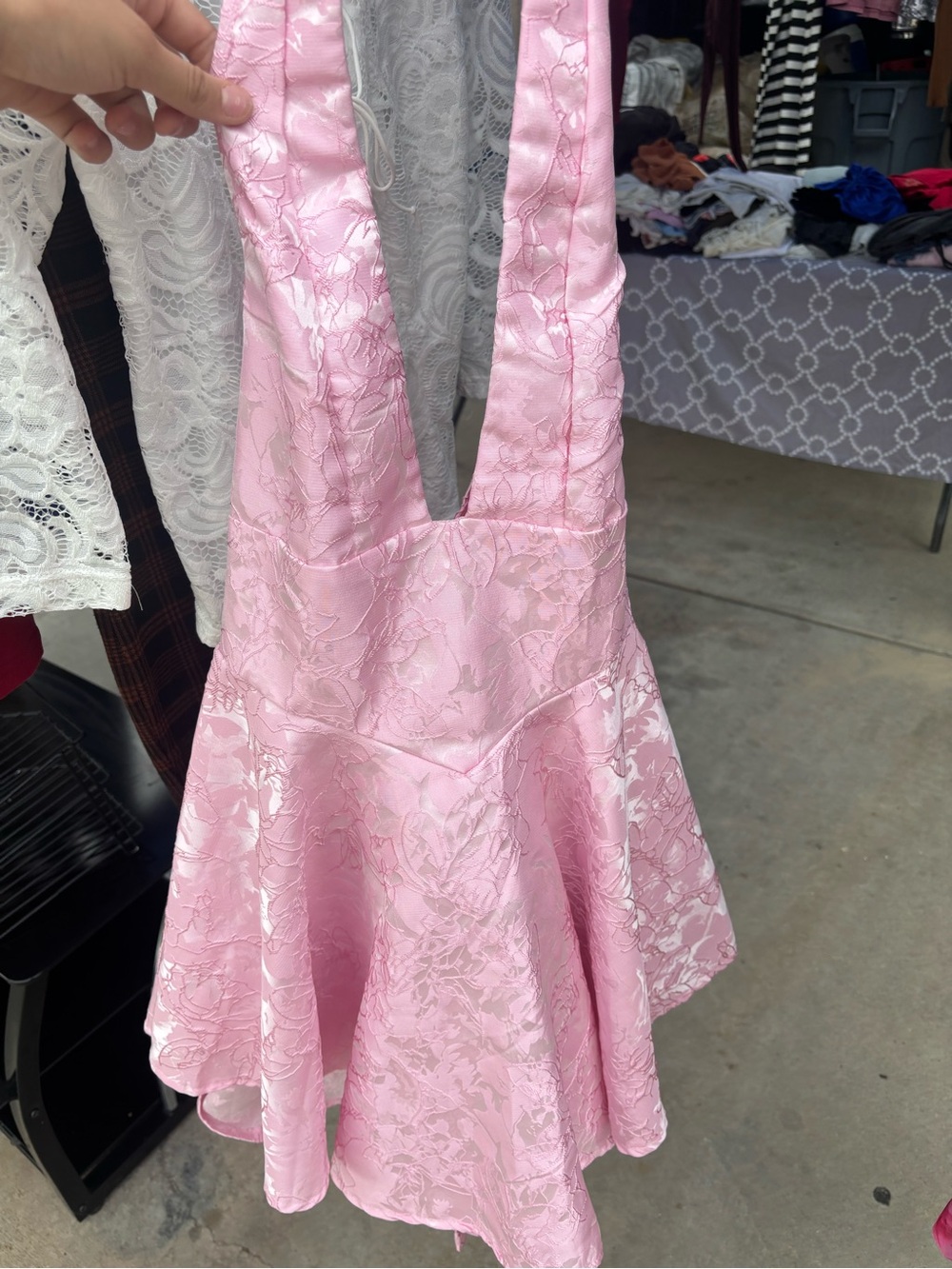 Pink Girls' Halter Dress Costume - Elegant Floral Satin